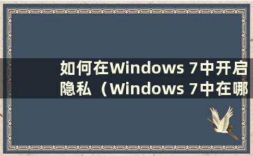 如何在Windows 7中开启隐私（Windows 7中在哪里设置隐藏文件）